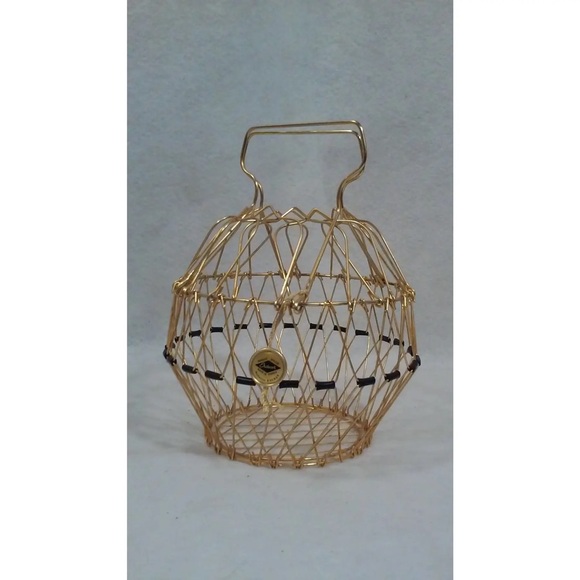 Vintage French Country Egg Basket Pure Gold Plated Wire Basket Made in France - Picture 8 of 8
